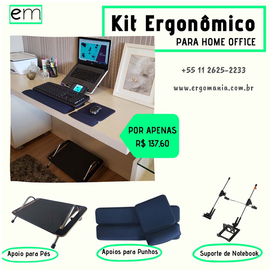 Kit Apoio de Punho + Apoio de Digitação Ergonômico Sem Lesões